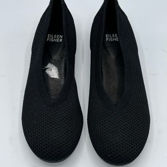 EILEEN FISHER Black Stretch Mesh Woven Fabric Flat Shoes Size 6.5 - Picture 9 of 13
